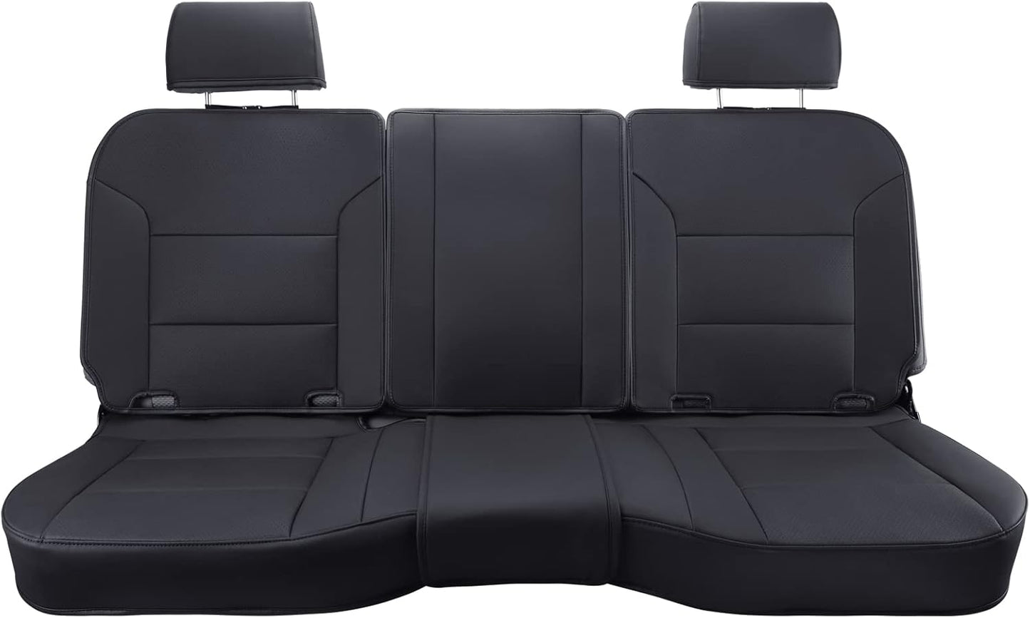 LUCKYMAN CLUB Custom Fit Seat Covers for 2014-2018 Chevy Silverado Sierra 1500 Extended Cab, 2015-2019 Silverado Sierra 2500 3500 Extended Cab (Black)