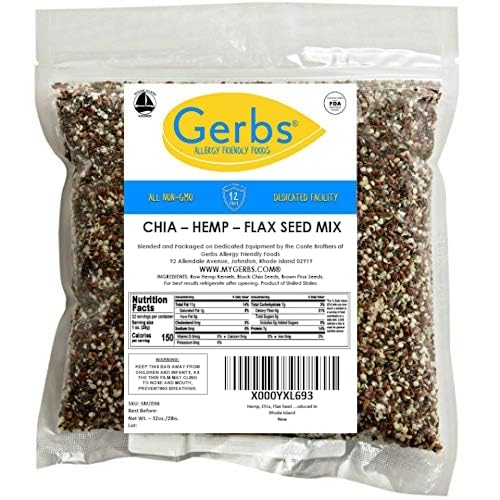 GERBS Super 3 Seed Snack Mix 4 LBS. Premium Grade | Top 14 Food Allergy Free | Resealable Bulk Bag | Made in USA | Raw Flax, Chia, Hemp Seed Trail Mix | Gluten Peanut Tree Nut Free