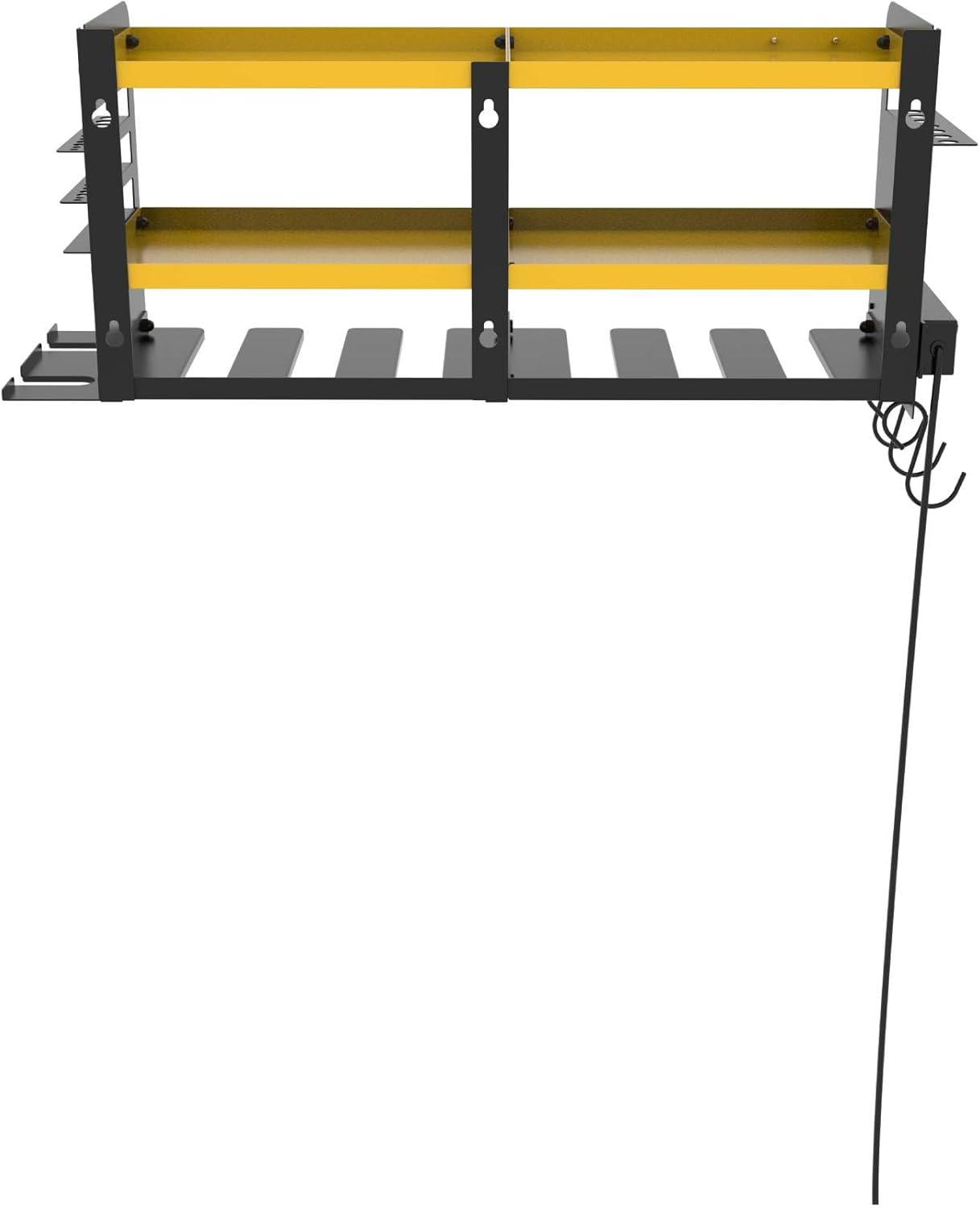 Permasteel Power Tool Organizer Wall Mount - 150 Lbs Load 3-Layer Heavy Duty Metal Storage Rack with Charging Station, Holds 6 Drills, 9 Hand Tools and 16 drill bits for Garage and Workshop, Yellow