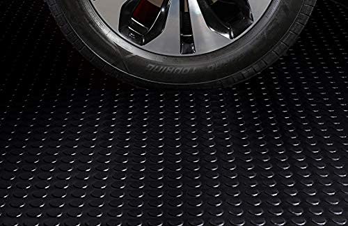 G-Floor Large Coin Pattern Vinyl Garage Floor Protector Mat (8'6" x 24', Midnight Black), Extremely Durable, Waterproof Parking Pad and Flooring