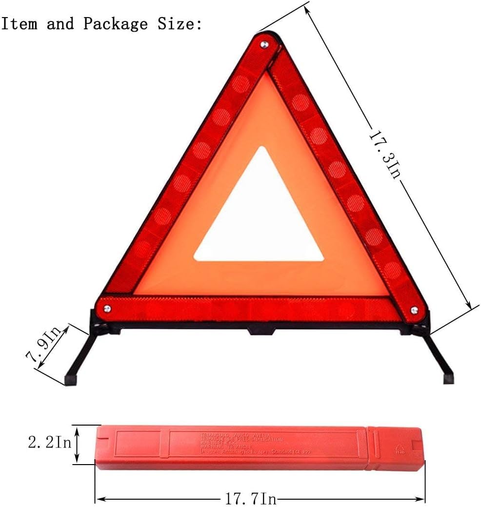 aikko Safety Triangle Kit Road Emergency Warning Reflector Roadside Reflective Early Warning Sign, Foldable 6 Pack of Emergency Car Kit