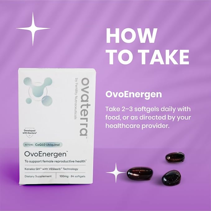 OvoEnergen Ubiquinol CoQ10 100mg Softgels, CoQ10 Supplement for Women to Support Reproductive Health and Egg Health, Fertility Booster with Kaneka QH, VESIsorb® Technology (84 Softgels, 28 Day Supply)