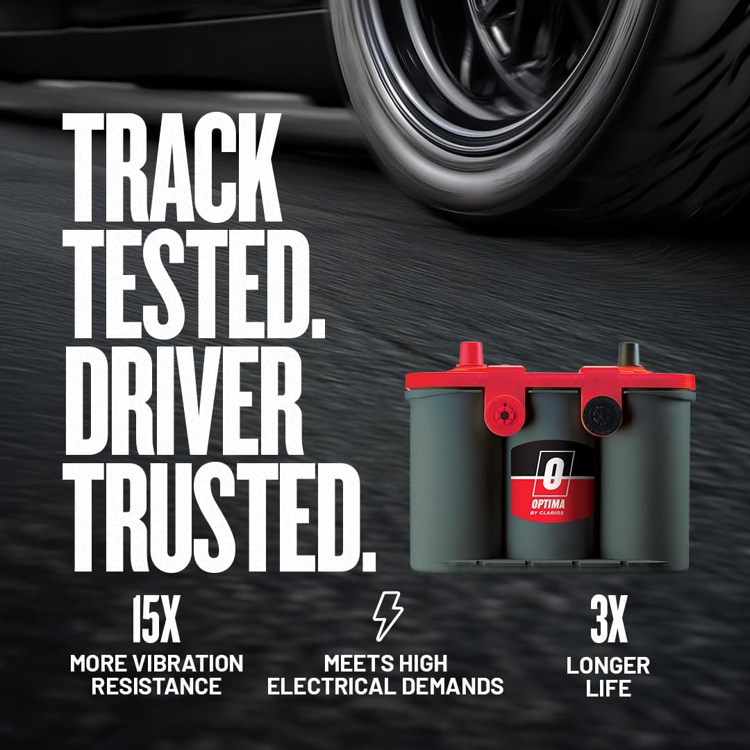 OPTIMA Batteries High Performance 75/25 RedTop Sealed AGM Car, Truck, and SUV Starting Battery, 720 CCA, Dual SAE and GM Terminals, Maintenance Free, Versitile Mounting