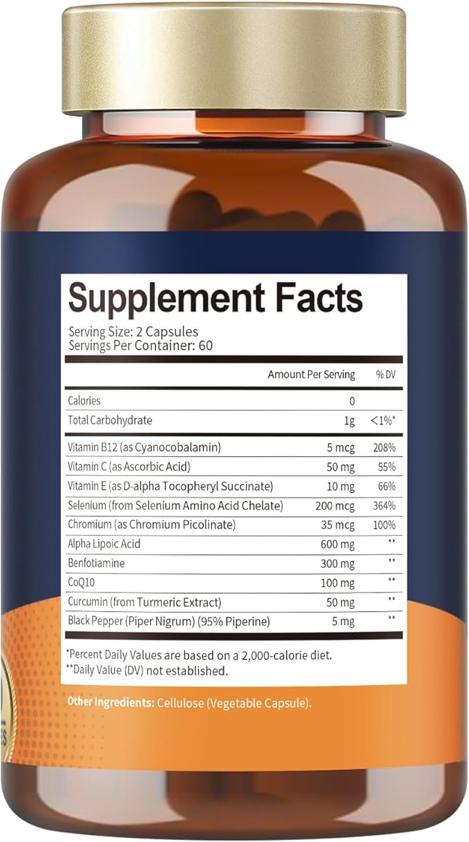 (2 Packs) Alpha Lipoic Acid 600mg with Benfotiamine 300mg - ALA Supplement for Neuropathy Support Nerve Health & Antioxidant, Cell Energy, Metabolism and Anti-Aging, Non-GMO, Gluten Free, Vegan