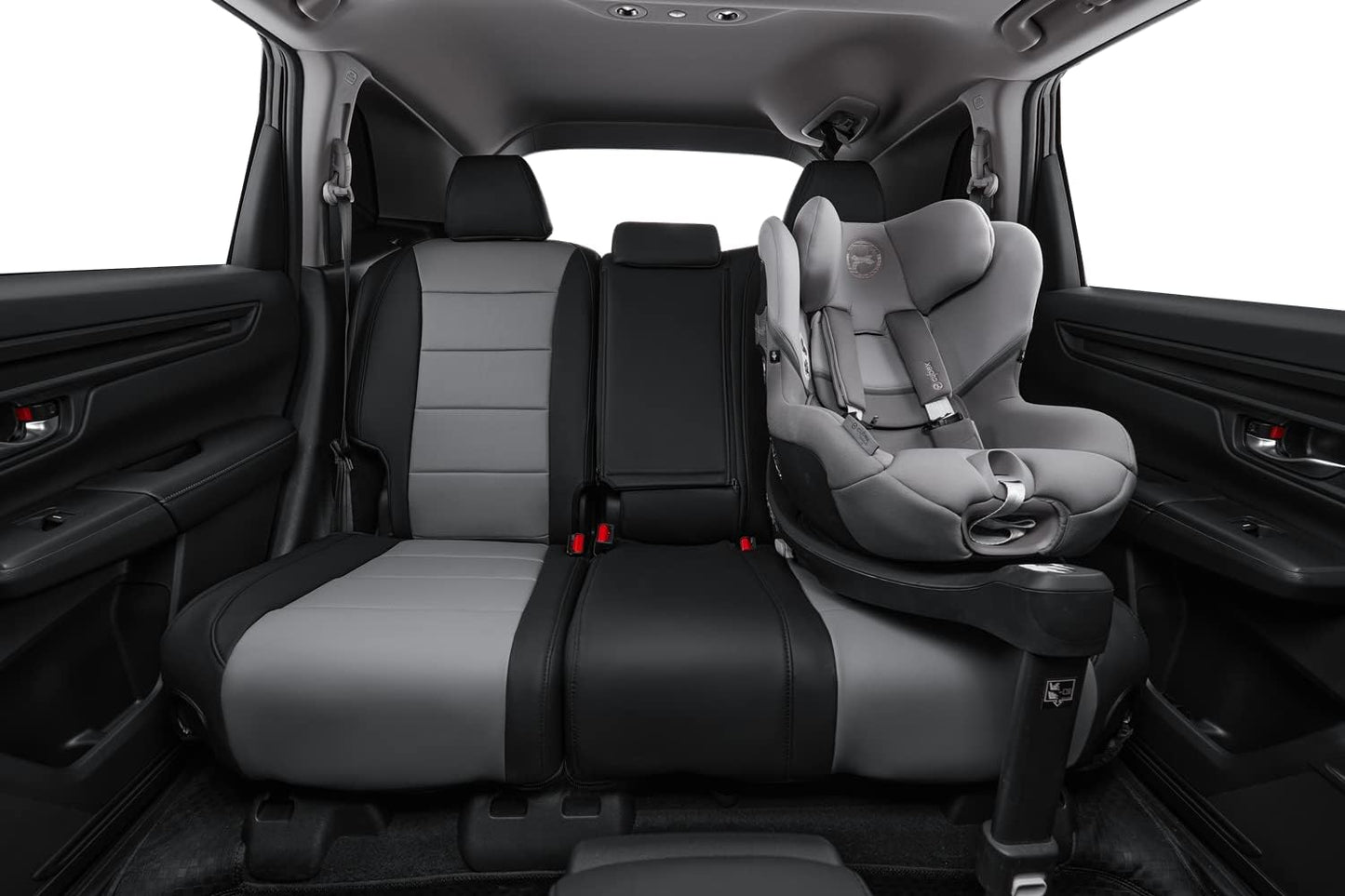 Coverdream CRV Leather Seat Covers Custom Fit for 2023-2025 2026 Honda CR-V LX,EX,EX-L,Sport Series,Hybrid,Trailsport,Fully Covered,Airbag Compatible Waterproof Car Seat Protector(Full Set,Black/Gray)