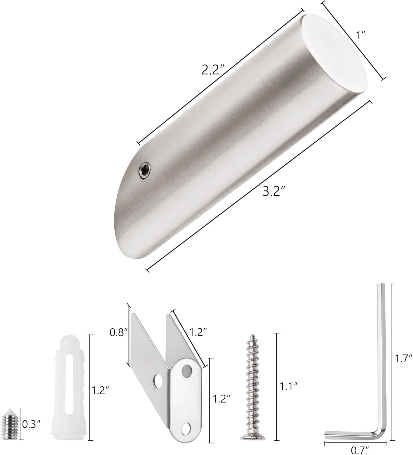 NINETREX Towel Hooks Brushed Nickel Modern Wall Hooks SUS 304 Stainless Steel Heavy Duty Hook for Bathroom Entryway Bedroom Coat Key Mudroom Garage, Wall Mounted 4 Pack