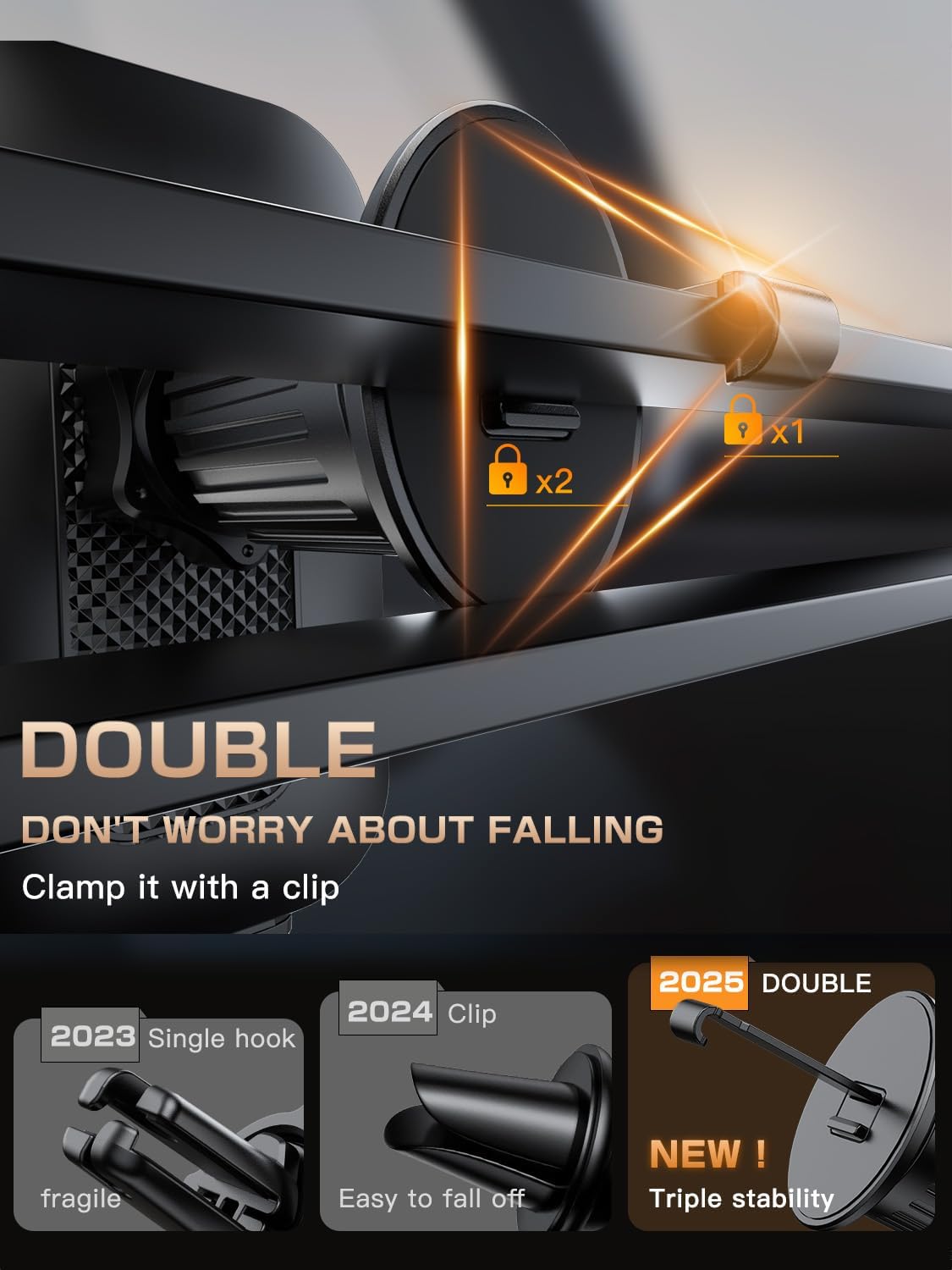 Topmake Car Phone Holder Mount,【2025 Upgrade】 3-in-1 Cell Phone Holder for Car, Dashboard Windshield, Suction Cup Hands-Free Car Phone Stand, Automobile Cradles Universal,Black