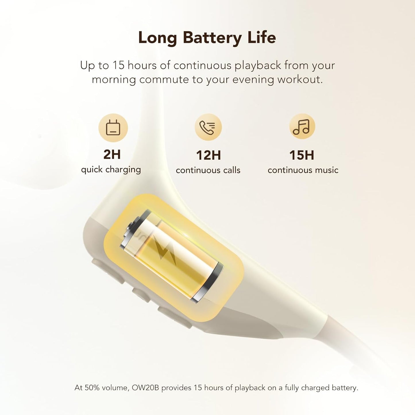 NUROUM OW20B Open Ear Sports Headphones with Mic, ENC Noise Cancelling Microphone, Bluetooth 5.3 Multi-Point Connection, Sweatproof Wireless Headset for Work, 15H Comfort for Driving, Office