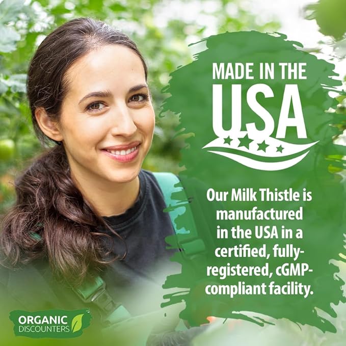 Organic Discounters Milk Thistle Capsules, 280 Count, 7500 mg Strength, Potent 30:1 Extract, USDA Certified Organic, Rich in Silymarin Flavonoids, Vegan, Non-GMO and All-Natural