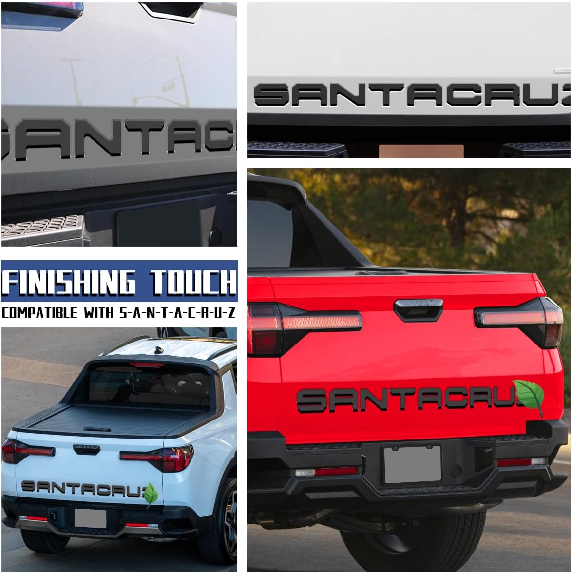 Tailgate Insert Letters Compatible for 2022 2023 2024 2025 Santa Cruz 4D Raised Tailgate Decal Letters (Double Layer Black Edge Gray Faced)