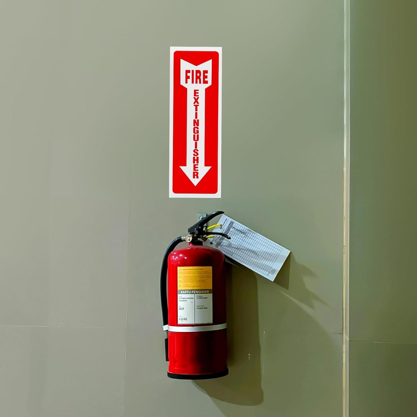 Madrigal fire extinguisher inside sticker,fire extinguisher sign,2 Pack-4x12"Premium Self-Adhesive Vinyl for UV, Weather, Scratch, Water and Fade Resistance, Indoor and Outdoor