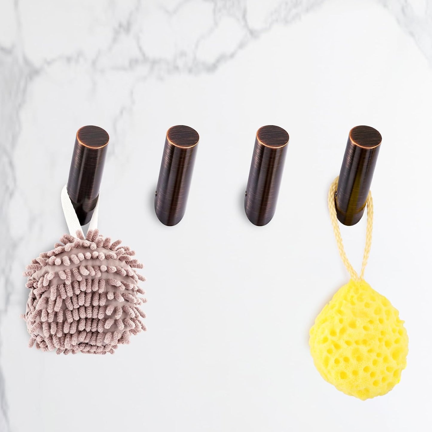 NINETREX Towel Hooks for Bathrooms,Wall Hooks SUS 304 Stainless Steel Heavy Duty Wall Mounted Robe Towel Hooks for Bathroom Bedroom Garage Coat Hanging 4 Pack (Oil Rubbed Bronze,Round)