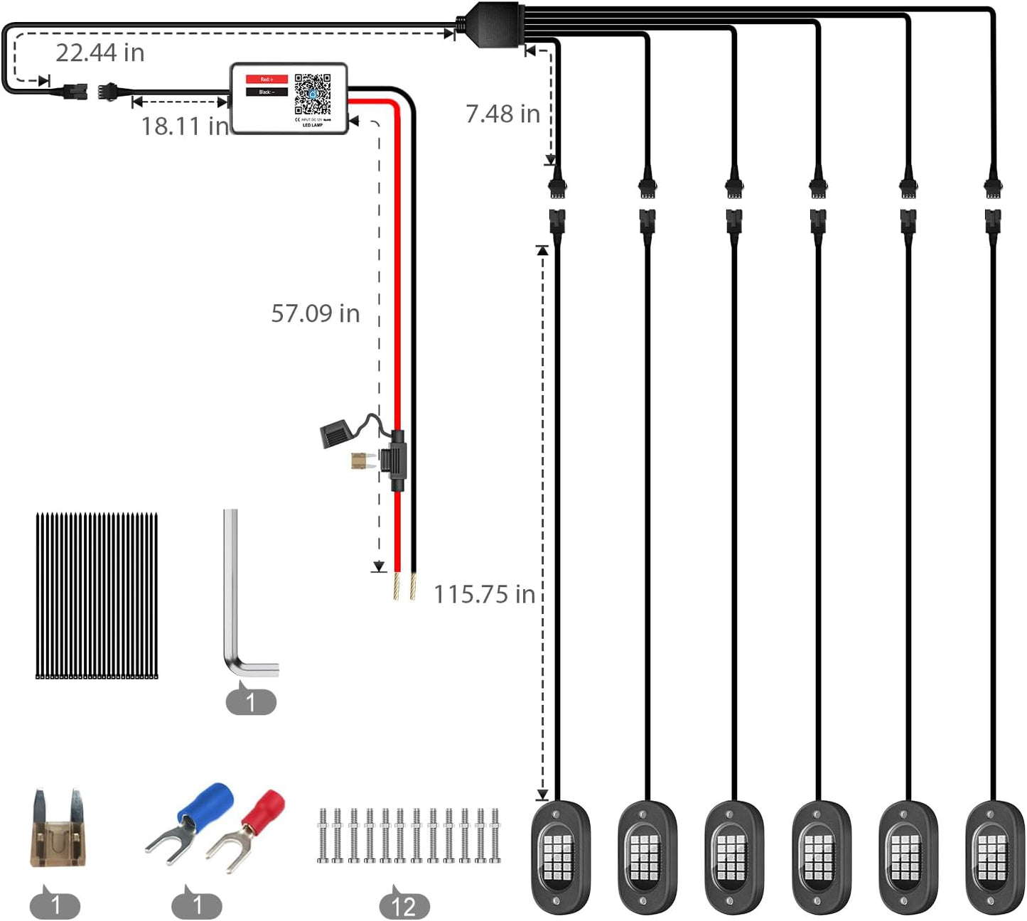 Honalia LED Rock Lights for Trucks 6 pods, RGB Truck Rock Lights with Bluetooth Control, Neon Light Kits for ATV UTV Golf Cart RZR
