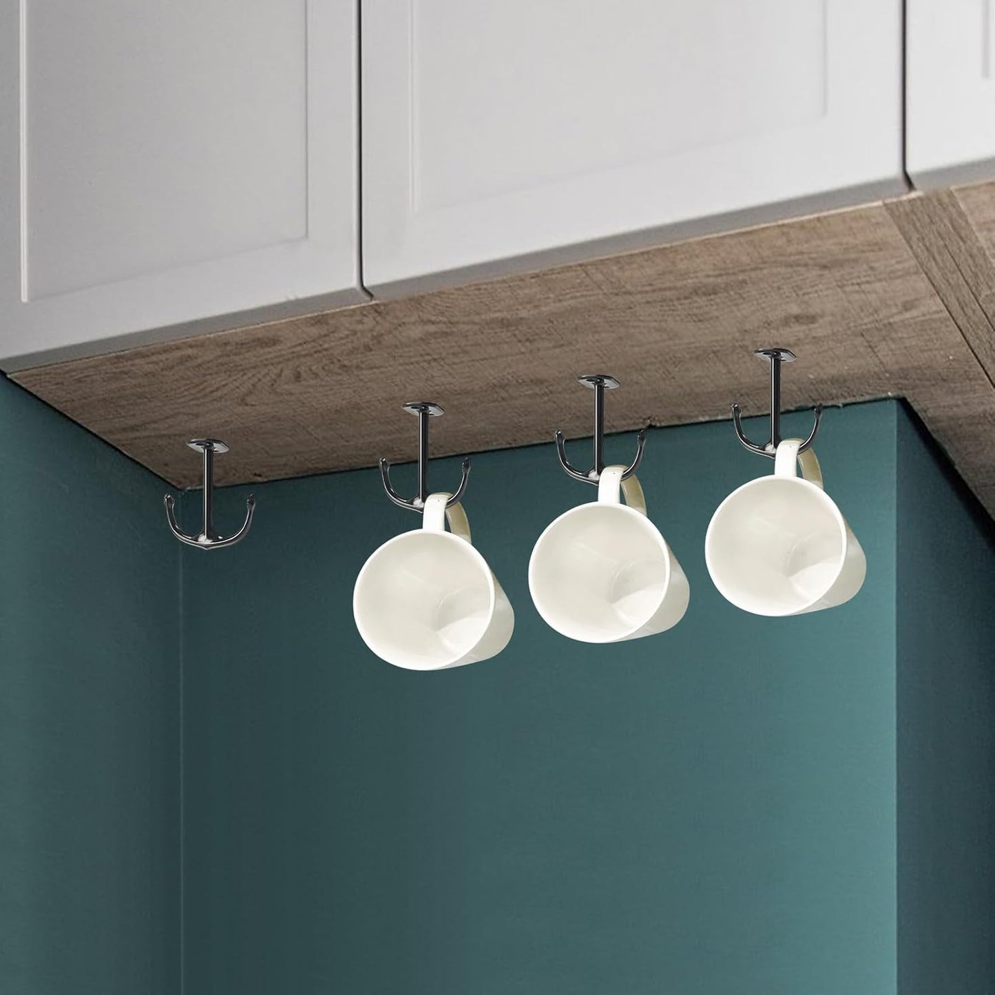 Anchor Two Prong Ceiling Hook for Closet Top Bathroom Kitchen Cabinet Garage Pack of 8 (Black)