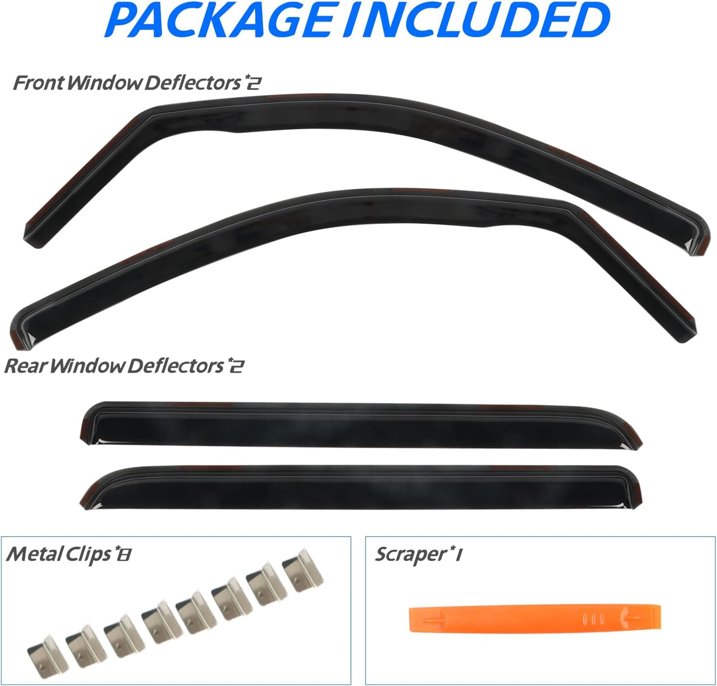 in Channel Rain Guards for 2014-2018 Chevy Silverado/GMC Sierra 1500 Crew Cab, 2015-2019 Silverado/Sierra 2500HD-3500HD Crew Cab, Durable Window Deflectors,Vent Window Visors