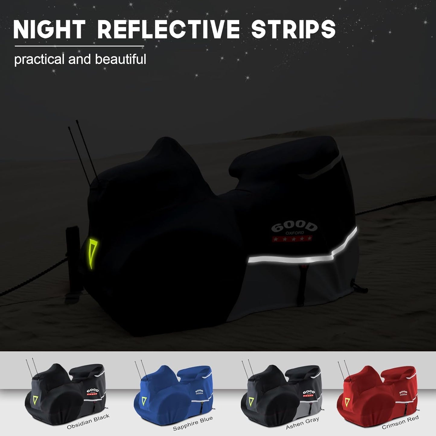 Rosefray Motorcycle Cover with Side+Top Box Heavy Duty 600D Waterproof for Touring Models Harley Davidson Ultra Limited,Road Glide Limited, Gold Wing,Road Master,Indoor & Outdoor Storage Blue