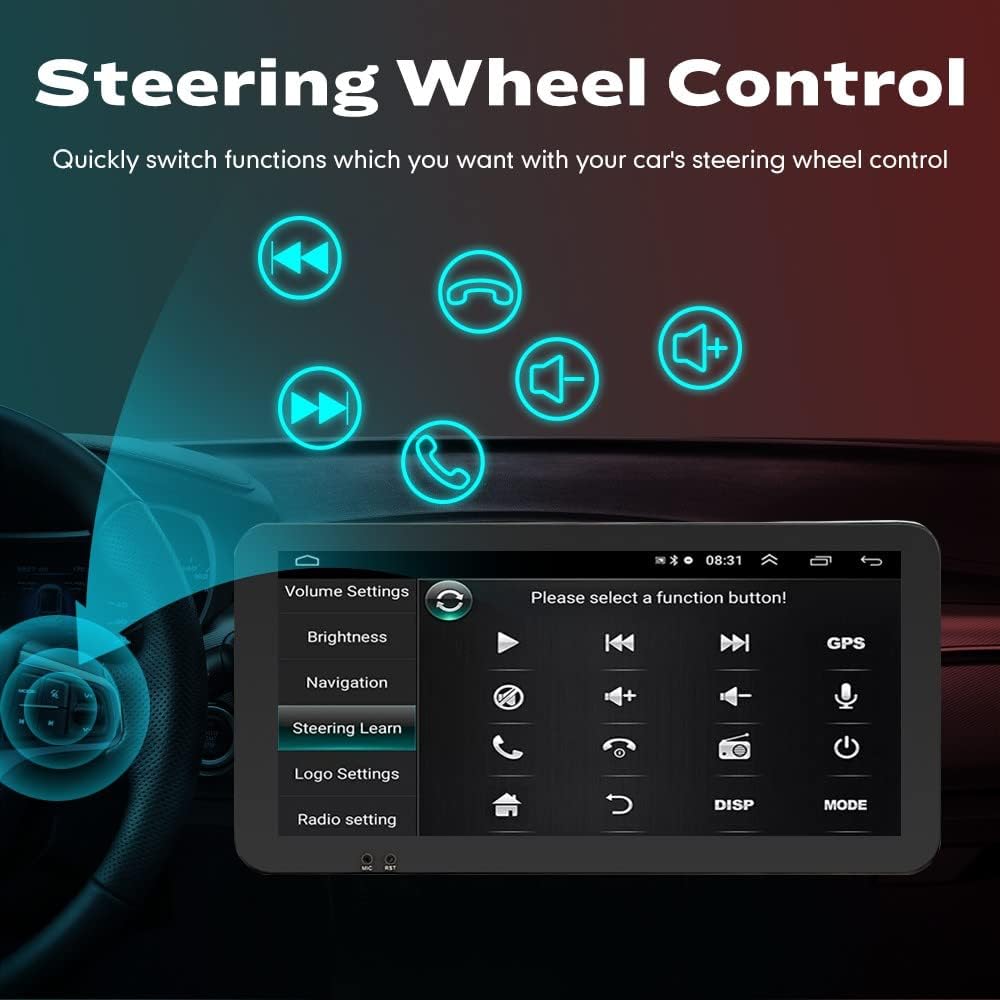 Kunfine Car CarPlay Android Auto Navigation Stereo GPS Radio Camera Display 10.33" QLED Touchscreen Headunit Tablet Media Player for Peugeot 301 2013-2022, if Applicable Octa Core 2G+32G Matte Black