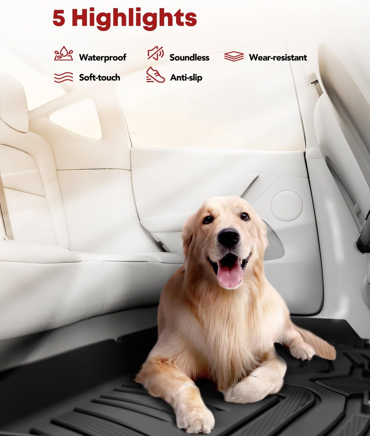 YHTAUTO Floor Mats Compatible with Kia Sorento 2021-2025, TPE All Weather Car Mats Waterproof Anti-Slip Odorless Floor Liner, Sorento Accessories Front & 2nd & 3rd Row Liner