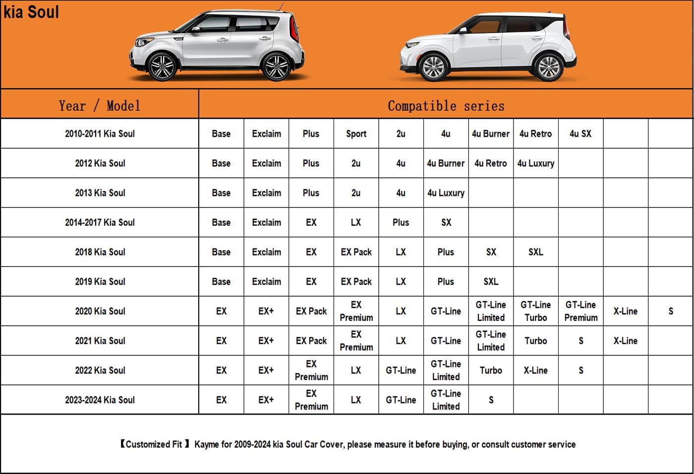 Kayme 6 Layers SUV Car Cover Custom Fit for Kia Soul (2009-2025) Waterproof All Weather for Automobiles, Outdoor Full Cover Rain Sun UV Protection.Silver