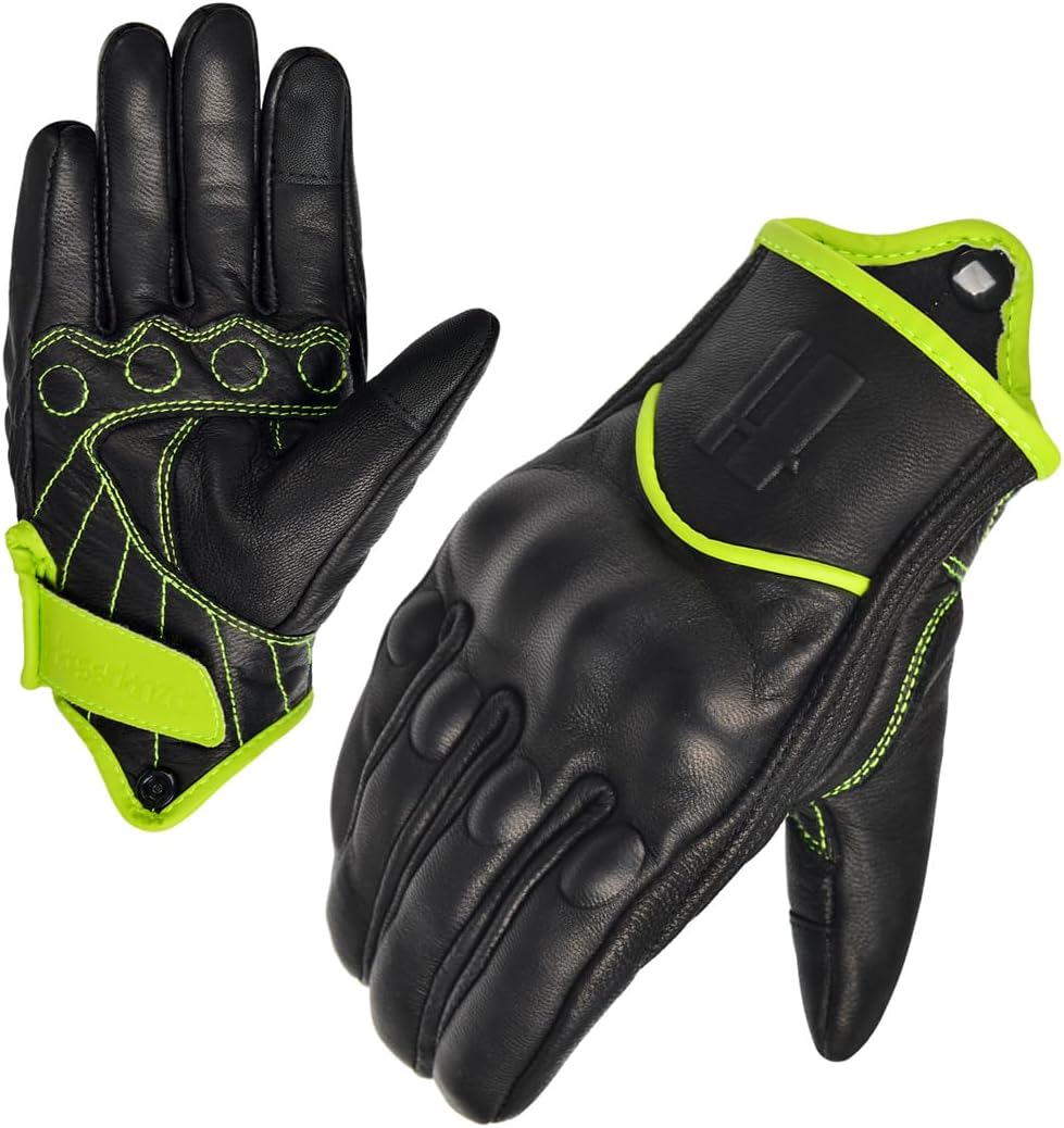 Harssidanzar Women's Motorcycle Gloves,Leather Motorcycle Gloves, Motorbike Gloves, Road Racing, Cycling, Climbing, Powersports Gloves Touchscreen GL016
