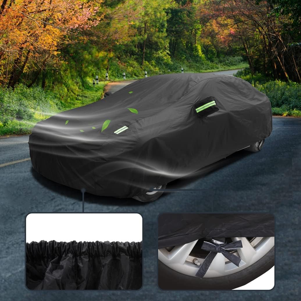 Heavy Duty Custom Car Cover Compatible with Dodge Challenger 2008-2024/ Charger 2006-2023, Waterproof All Weather Rain Snow Sun UV Cover with Cotton Lining, Outdoor Windproof Car Protection