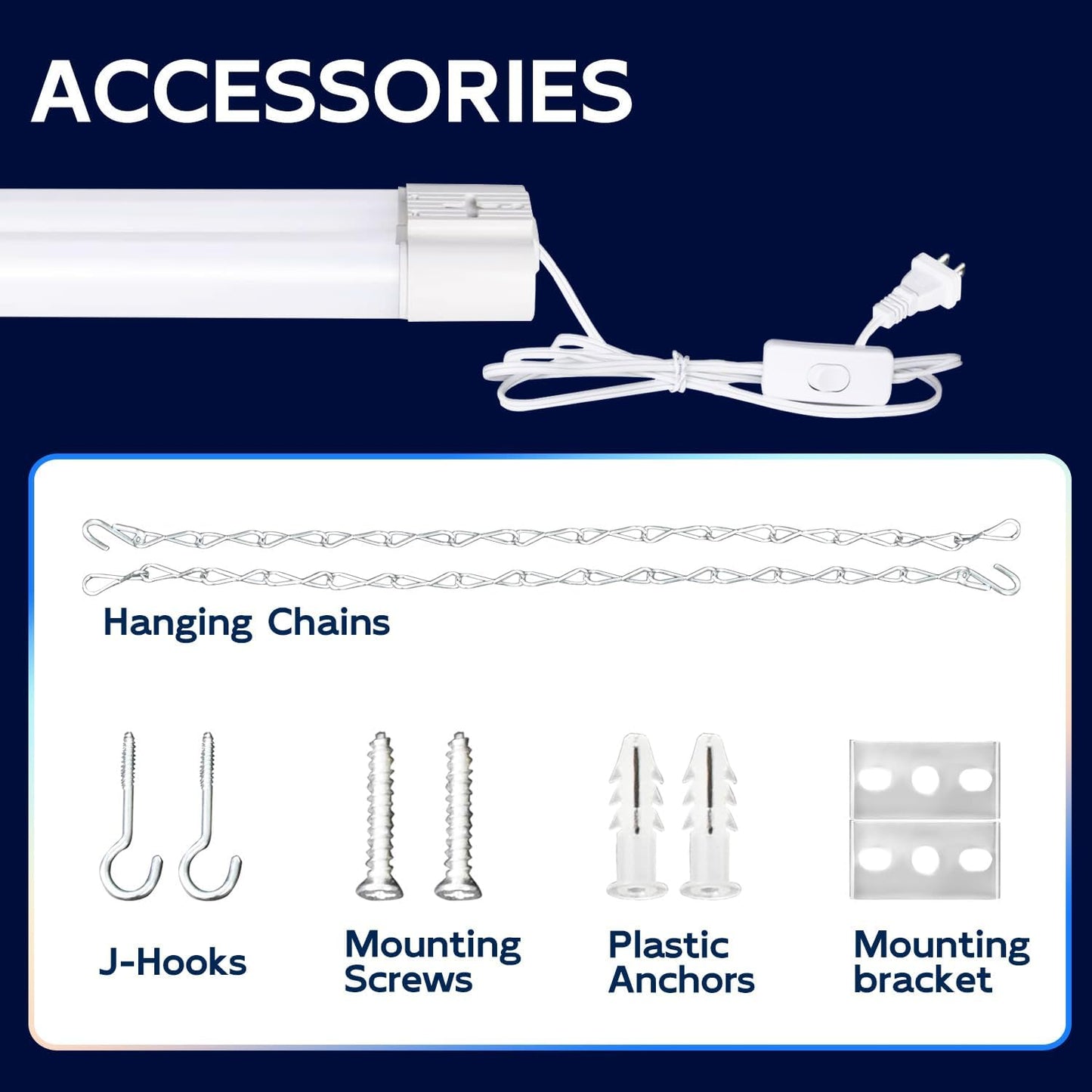 hykolity 10 Pack 4FT Linkable LED Shop Light for Garage, 6500lm, 4FT 60W Utility Light Fixture, 5000K Daylight LED Workbench Bay Lighting with Plug, Hanging or Surface Mount, White - ETL