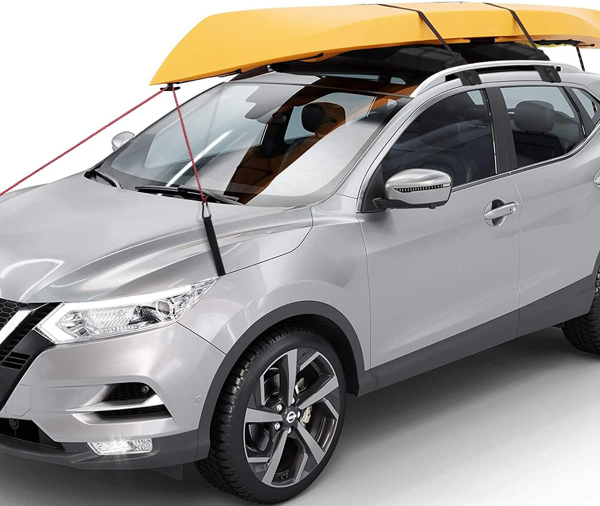 Kayak Roof Rack Pads Deluxe Upgrade Universal Car Soft Roof Rack for Canoe/Paddle Board/SUP with Adjustable Steady Tie-Down Straps/Ropes/Hooks/T-Straps and Storage Bag