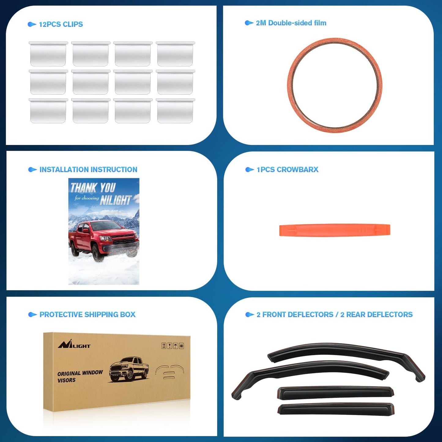 Nilight Durable in Channel Rain Guards for Honda CRV 2017 2018 2019 2020 2021 2022 Window Deflectors, Vent Window Visors-4pcs