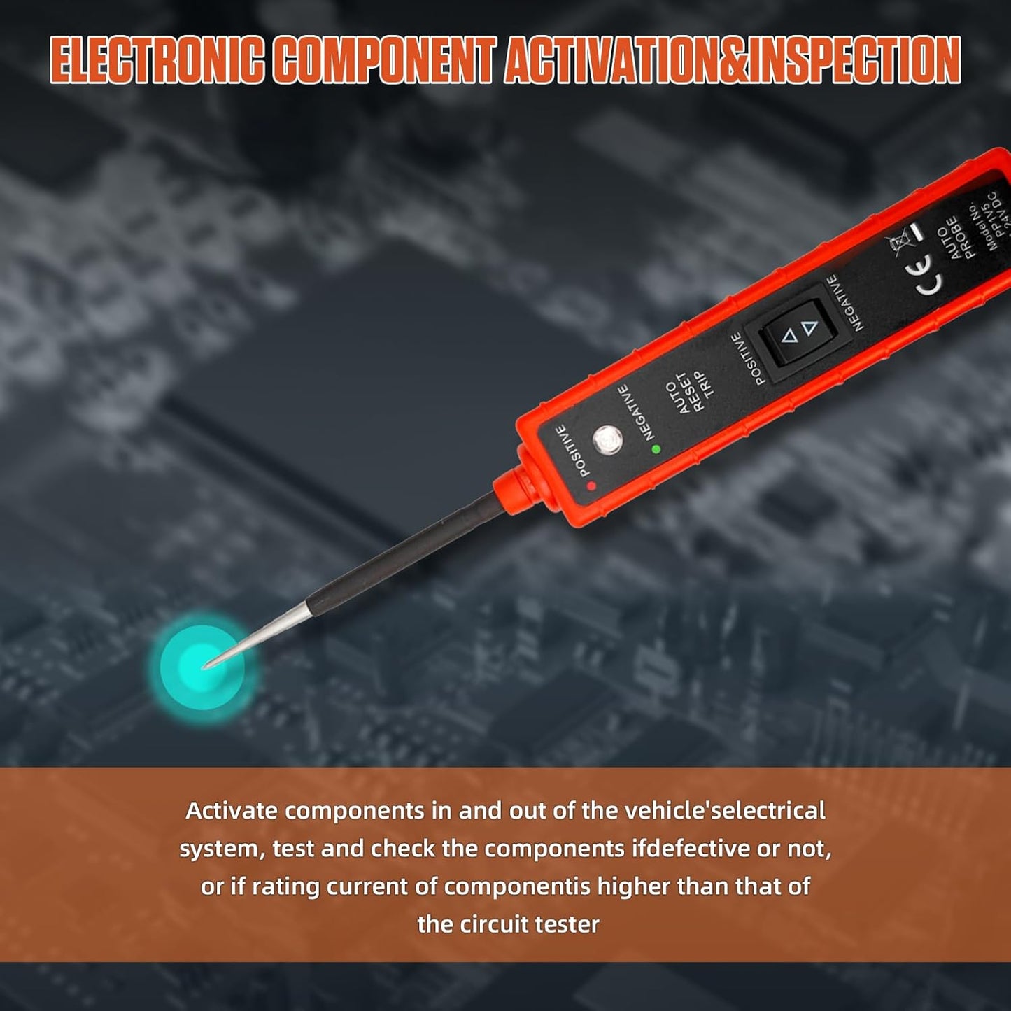 Power Short Circuit Probe Tester, 6V-24V LED Test Light, Short-Circuit Tracking Location and Buzzer Alarm, Automative Circuit Tester with Polarity & Continuity Test Function