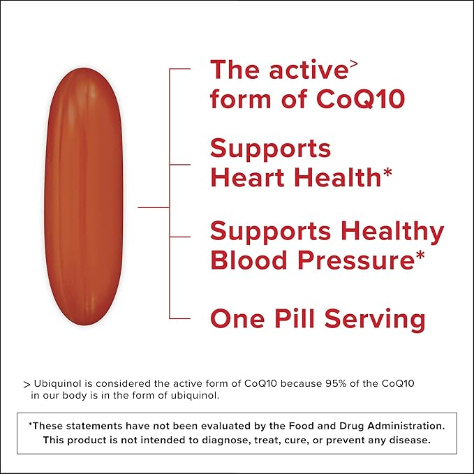Qunol Ubiquinol CoQ10 200mg Softgels, Powerful Antioxidant for Heart and Vascular Health, Essential for Energy Production, Natural Supplement Active Form of CoQ10, 60ct Softgels