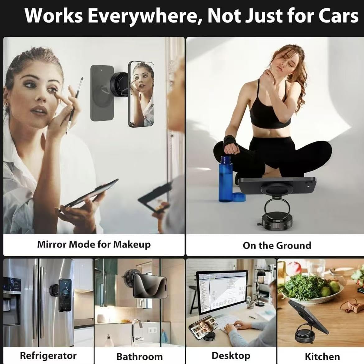 Super Strong Magnetic N52 car Phone Holder, 3-axis Folding, 360° Multi-Angle Circular Free Adjustment, Compatible with iPhone16/15/14/12 Full Series and Android Models (Black)