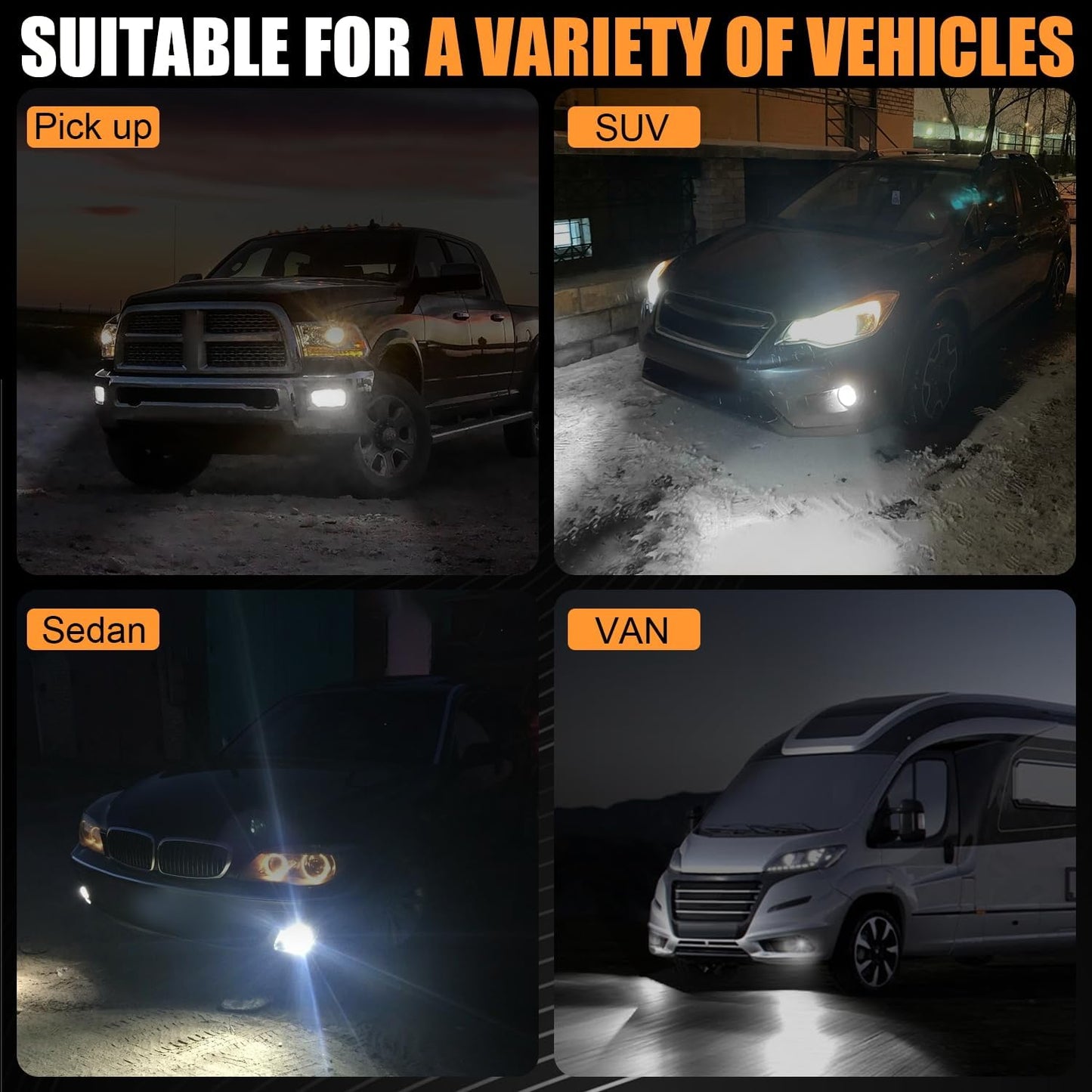 PSX26W 12278 LED Bulbs, Super Bright 12278C1 H28W PWY26W Fog Light 6500K Cool White, Pack of 2