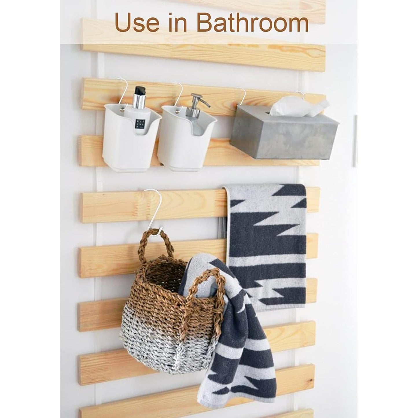 24 Pack 5 Inch White S Hooks, Vinyl Coated with Rubber Stopper Non Slip Heavy Duty, Steel Metal White Rubber Coated Closet S Hooks for Hanging Jeans, Plants, Jewelry, Pot, Pan, Cups, Towels