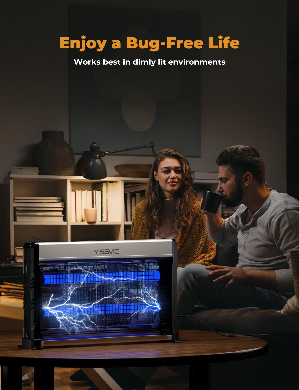 YISSVIC LED Bug Zapper Indoor, 4000V Electric Bug Zapper, Powerful Mosquito Zapper,LED Fly Zapper Indoor, Mosquito Killer with 6.6ft Power Cord for Home Office Restaurant