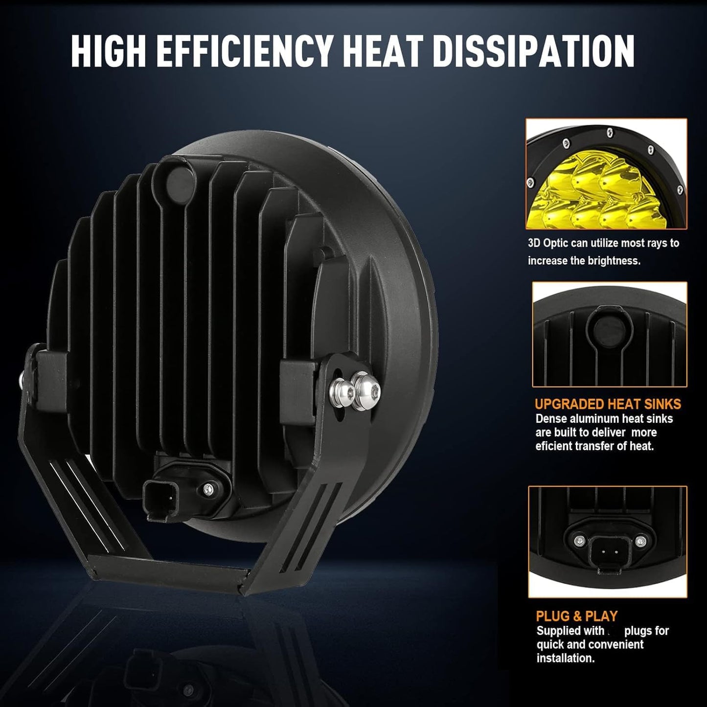 BIGLION.X 7inch Amber Round Off Road Lights Pair 210W 32000LM Super Bright Yellow LED Offroad Driving Lights Spot Lights Waterproof IP68 With EMC 12V-32V for Pickup Trucks SUV UTV