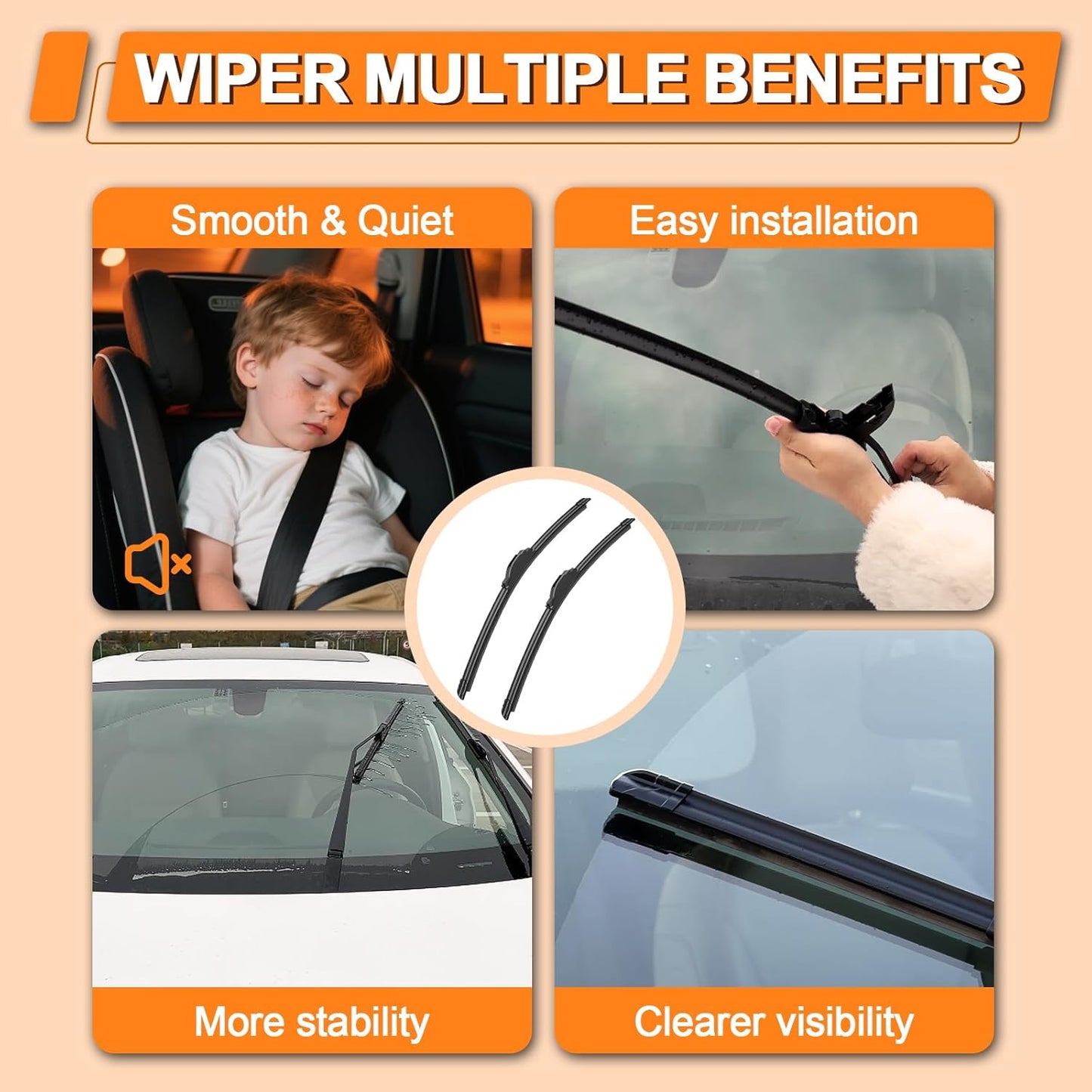 HULADAED® 26''+24''+16'' Windshield Wipers Replacement for Passport 2023 2022 2021 2020 2019,Silicone Front Rear Wiper blades for MY Car-All Weather & Quiet(3 PACK)