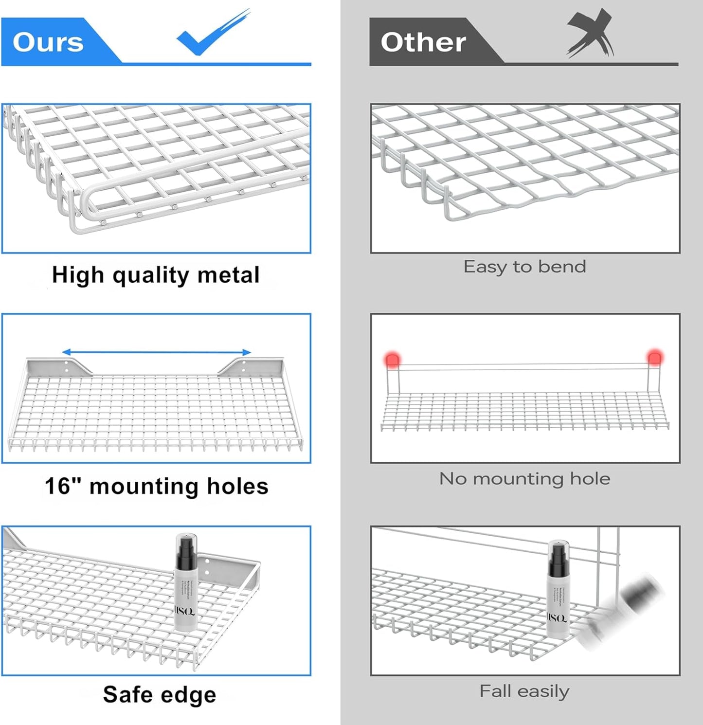 TORACK 2 Pack Wall Mounted Storage Shelves, 23.5" x 12" Wall Shelf for Garage, Closet, Laundry Room, Heavy Duty Garage Wall Shelving, Holds Up to 65 Lbs(White)