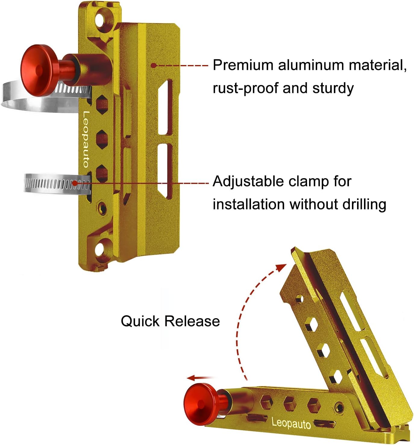 Vehicle Fire Extinguisher Mount Bracket, Aluminum Adjustable Quick Release Roll Bar Fire Extinguisher Bottle Mount with 8 Clamps, Compatible with Jeep Wrangler JK TJ Rubicon UTV, Gold