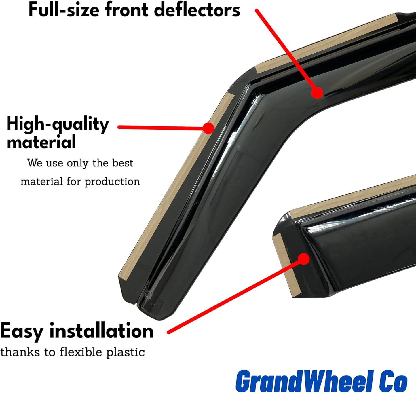 Window Deflectors Smoke Tinted In-Channel Side Window Vent Visor Deflectors Rain Guards Compatible with Escalade ESV 2021-2025 - 4pcs. GW0608