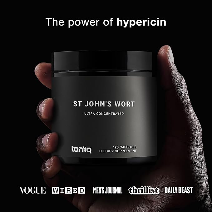 1,000mg Ultra High Strength St. John's Wort Capsules (Non-GMO) - 7X Concentrated Extract - 0.3% Hypericin - Highly Purified and Bioavailable - 120 Capsules