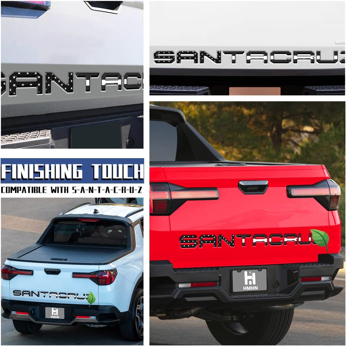 Tailgate Inserts Letters Compatible for 2022 2023 2024 2025 Santa Cruz 3D Raised & Strong Adhesive Decals Letters Rear Emblem Decal Sticker Compatible for Santa Cruz Accessories-Black American Flag