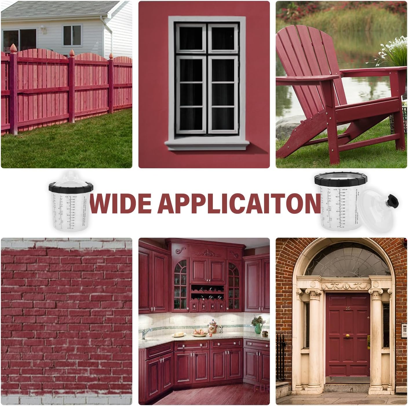 Disposable Paint Spary Gun Cups(650 ML/22 OZ), Spray Paint Cup Kit with 50 Cup Liners, 50 Lids, 10 Sealing Plugs, 1 Retainer Ring, 1 Hard Cup