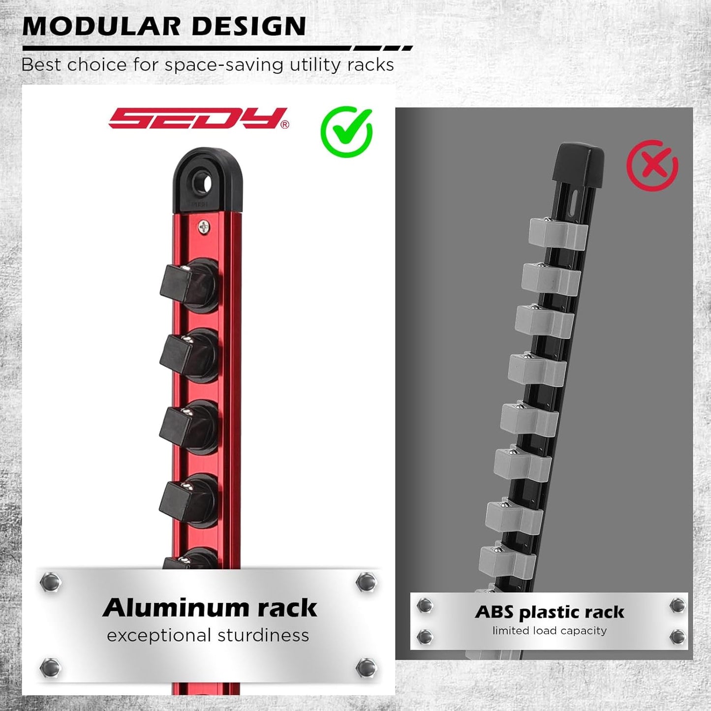18-Piece Magnetic Socket Holder Organizer Set (Holds 240 Sockets), Heavy Duty 1/2, 3/8, 1/4-Inch Socket Racks Premium Quality Socket-Clip Rail Holder Aluminum Sockets Rack Kit for Tool Box Drawer