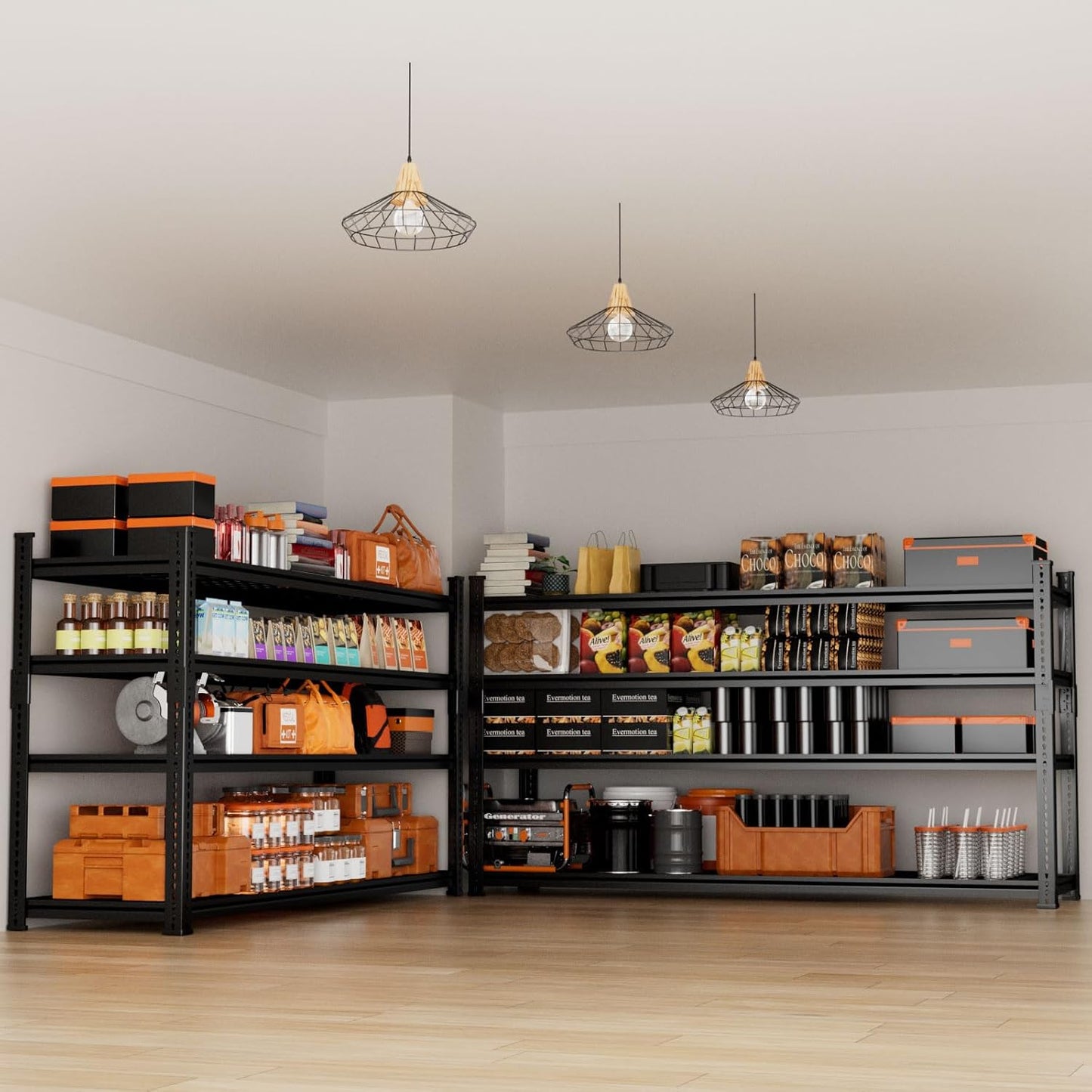 Storage Shelves Heavy Duty 2 PCS, 60"L x 24"W x 60"H Garage Wire Shelving Unit Loads 2640LBS, 4-tier Adjustable Metal Industrial Utility Shelf Rack for Kitchen, Laundry, Pantry, Warehouse, Basement