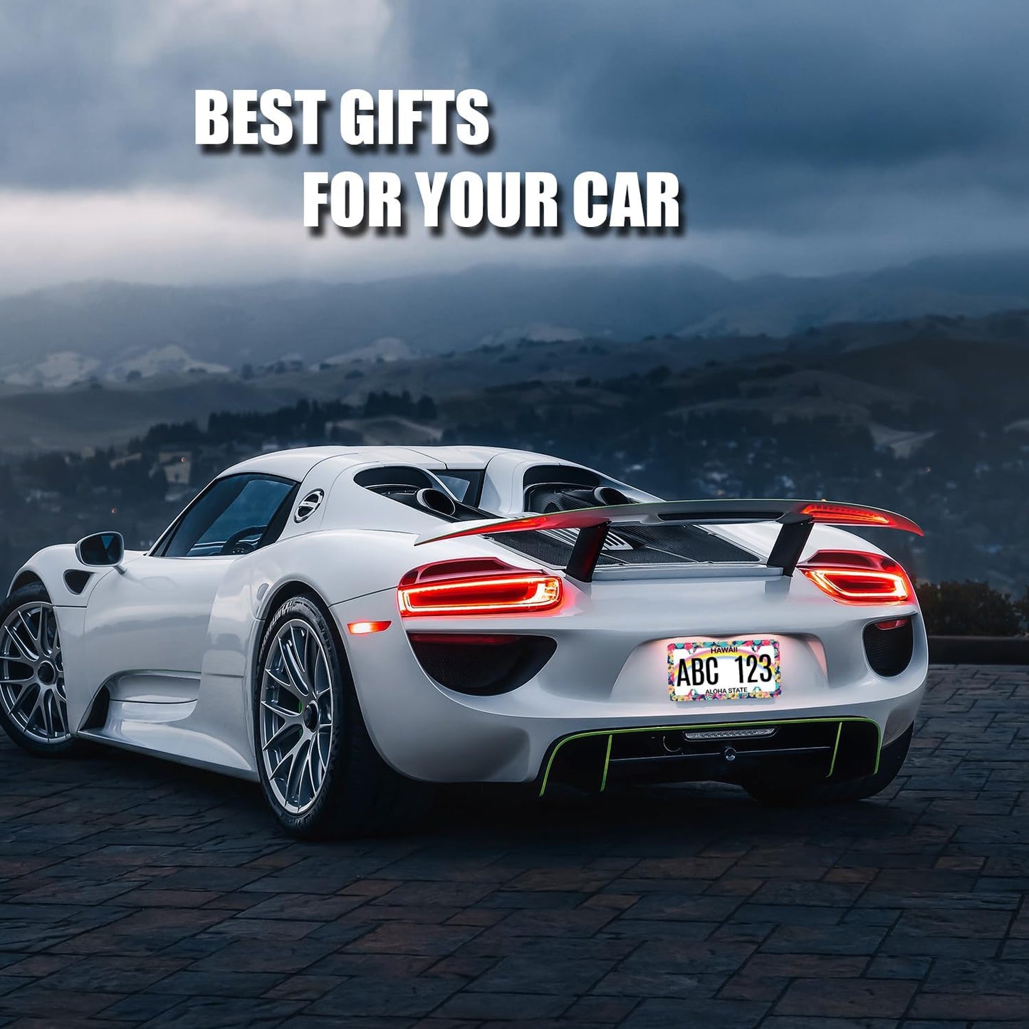 Tropical Hibiscus Flower License Plate Frame Colorful Floral Leaves License Plate Holder Funny License Plate for Car Decoration Stainless Steel Hawaii Auto Parts with Screws 12.3" x 6.3"