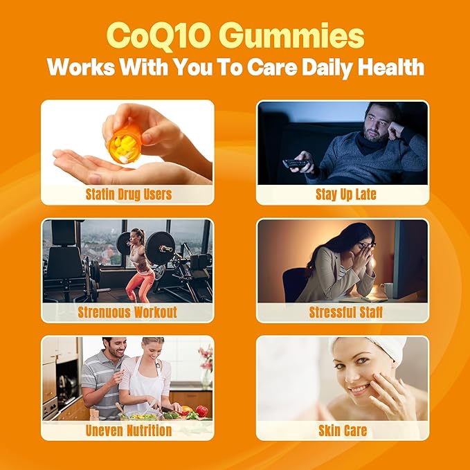 Sugar-Free CoQ10-250mg Filled Gummies - 4 Months Supply - Plus Omega-3, Vitamin B3 & Zinc, High Absorption Coenzyme Q10 Supplements for Hear-t Health, Cellular Energy & Antioxidant Support, 2-Pack