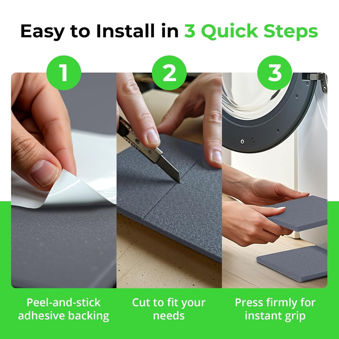 XCEL Set of 4 Gray Multi-Purpose Anti-Vibration Pads with Self Adhesive – Protection for Furniture & Appliances – Closed Cell Foam Rubber Pad, 12” x 12” x ¼”