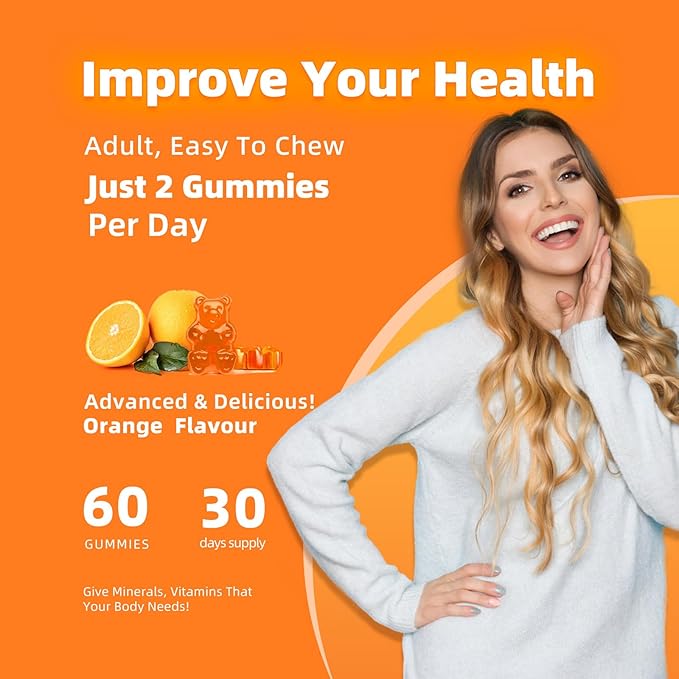 Calcium Magnesium Zinc Gummies with Vitamin D3 & K2 - High Potency Enhanced Absorption -120 Orange Gummies Flavored