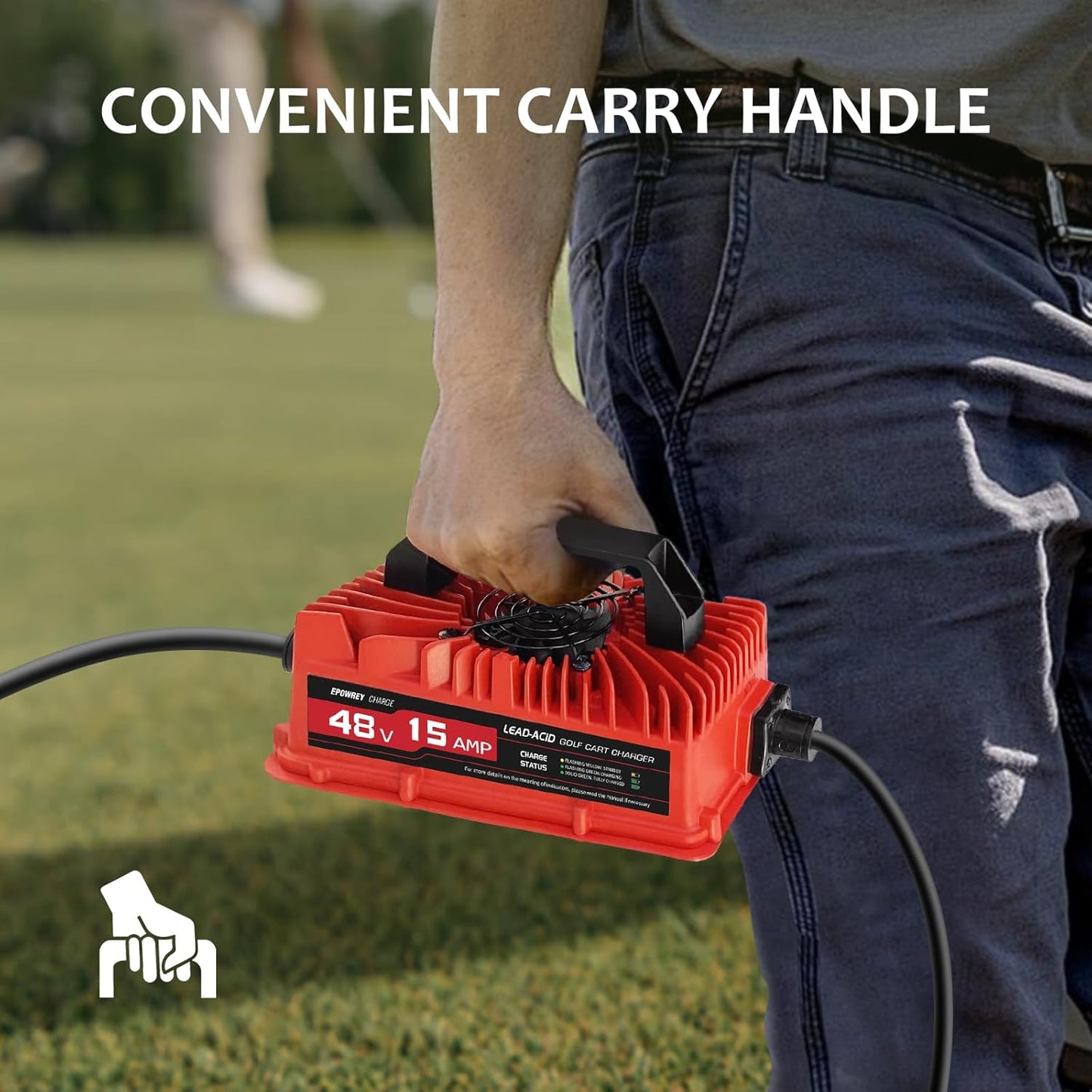 15 Amp 48 Volt Golf Cart Battery Charger for Yamaha G19-G22 with 2-Pin Plug