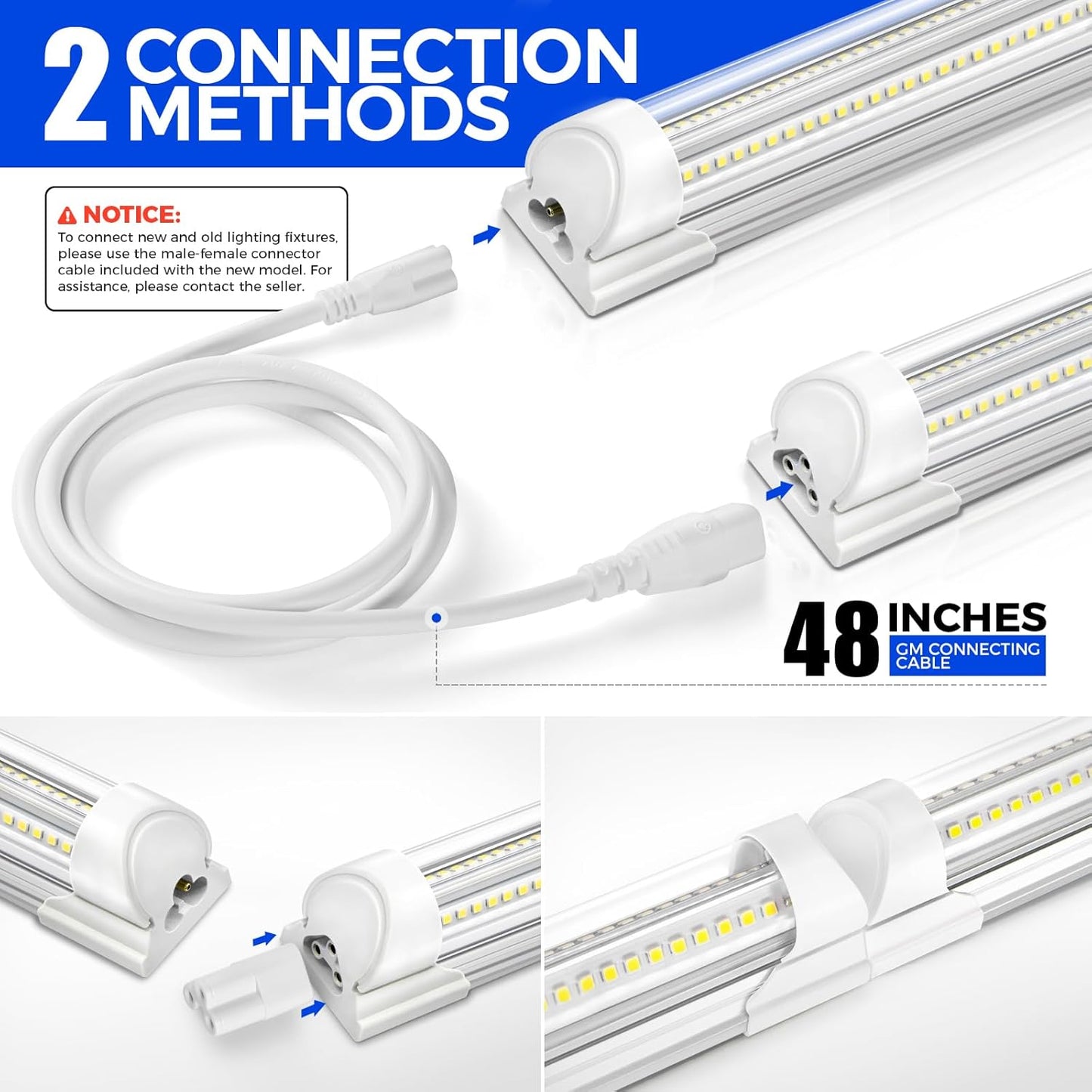 Barrina 8FT LED Shop Light, 100W 15000LM 6500K Super Bright White, Linkable Integrated T8 Shop Lighting with Clear Cover, V Shape 8 Foot LED Tube Lights, Ceiling Lights Fixtures for Garage, 12 Pack